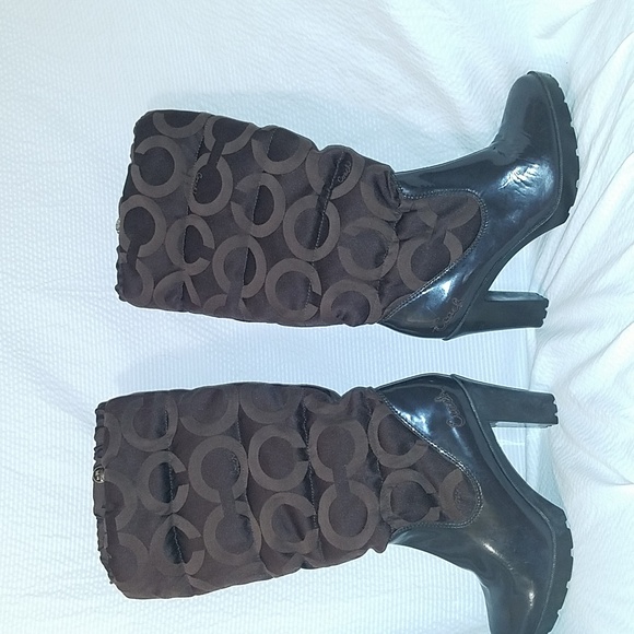 coach boots winter fall water proof quilted women's sz 8 1/2 B brown rain boot - Picture 12 of 15